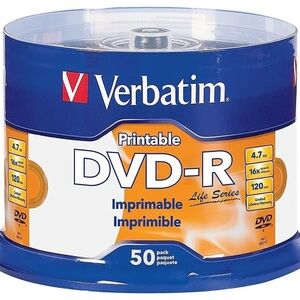 NEW Verbatim DVD-R 50 Pack Spindle 4.7GB 16x Speed Printable Blank Discs Sealed